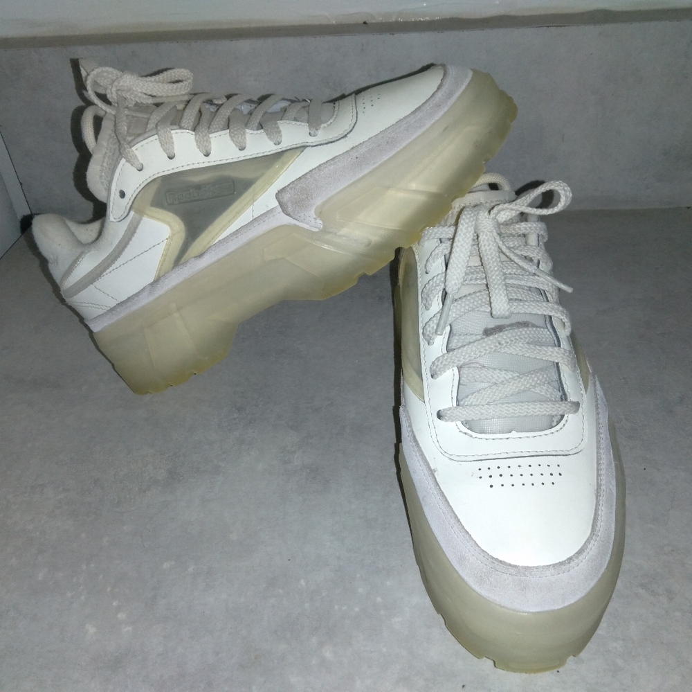 Reebok Womens sz 9 Club C x Cardi B Cream Sneaker Shoes